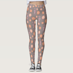 Katt- och blommadamasker leggings