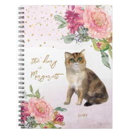 Katt- och blommillustration för barn anteckningsbok