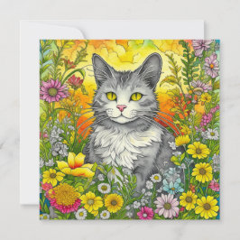Katt och blommor