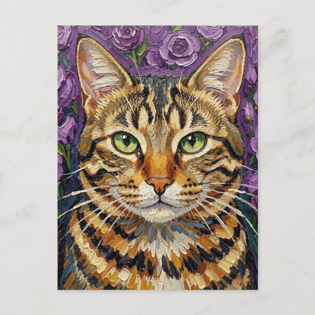Katt och blommor | Bara att säga hej Vykort (Framsida)