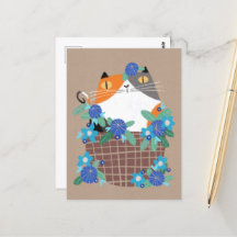 Katt och blommor från Calico