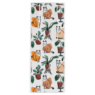 Katt och blommor i teckning-konst