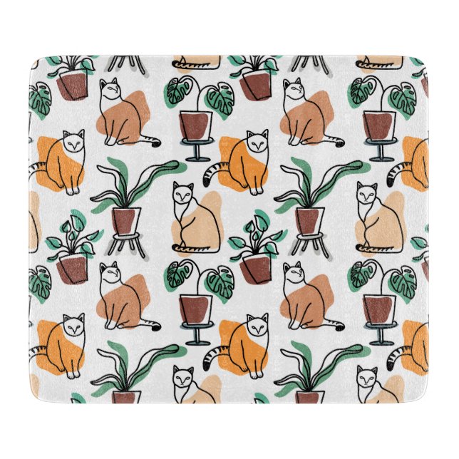 Katt och blommor i teckning-konst (Framsidan)