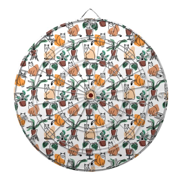 Katt och blommor i teckning-konst darttavla (Framsidan)