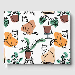 Katt och blommor i teckning-konst gästböcker