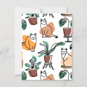 Katt och blommor i teckning-konst magnetisk inbjudningskort