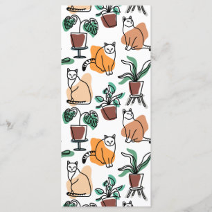 Katt och blommor i teckning-konst meny
