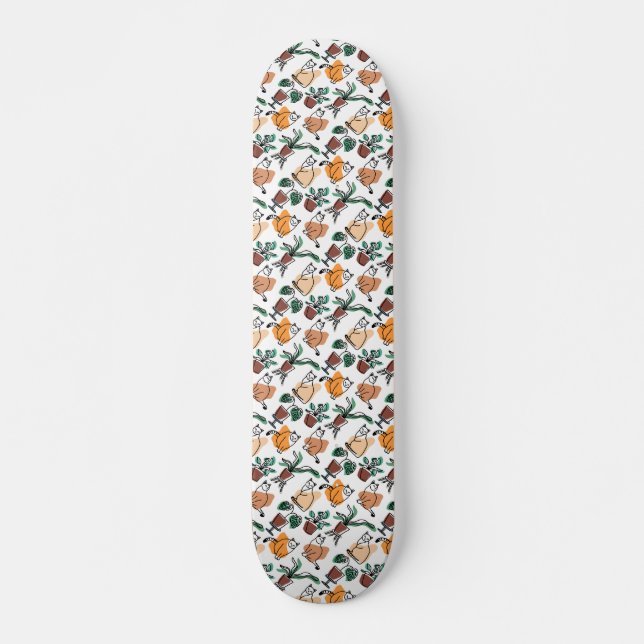 Katt och blommor i teckning-konst mini skateboard bräda 18,5 cm (Framsida)