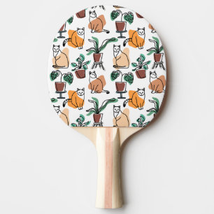 Katt och blommor i teckning-konst pingisracket