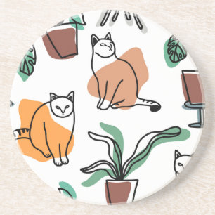 Katt och blommor i teckning-konst underlägg