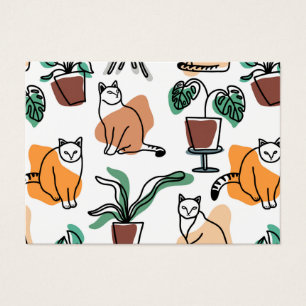Katt och blommor i teckning-konst visitkort