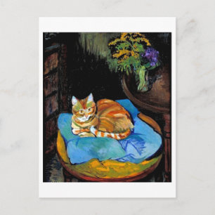 Katt och blommor i Vas, Suzanne Valadon Vykort