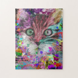 Katt och blommor, Jigszawa Puzzle Pussel