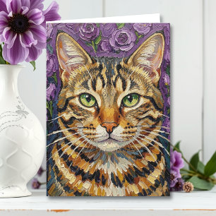 Katt och blommor Lycklig födelsedag syster Kort