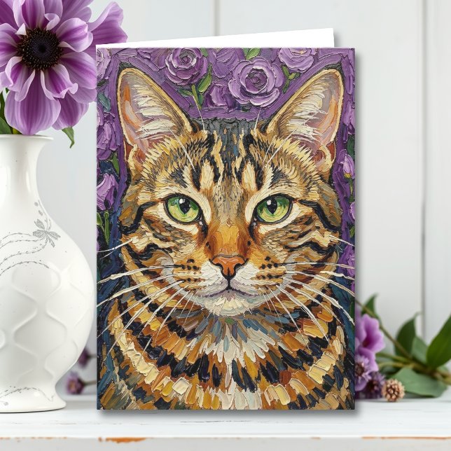 Katt och blommor | Lycklig födelsedag syster Kort (Skapare uppladdad)