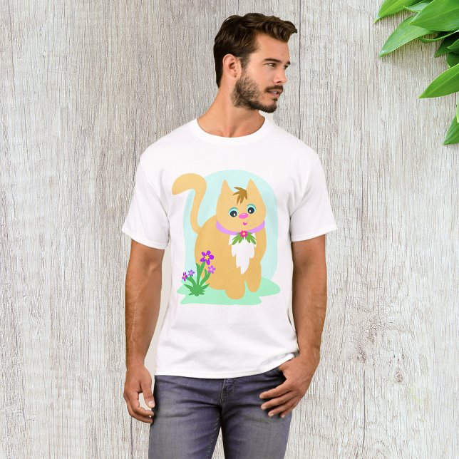 Katt och blommor Manar T-Shirt (Skapare uppladdad)