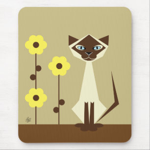 Katt och blommor musmatta