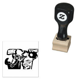 Katt och blommor stämpel