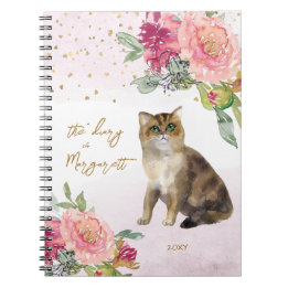 Katt- och blomsterbelysningsbarn anteckningsbok