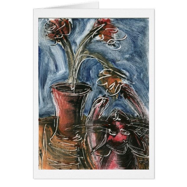 Katt och blomsterpott I Hälsningskort (Framsidan)