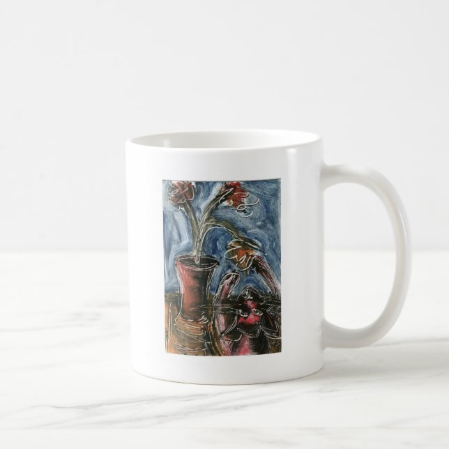 Katt och blomsterpott I Kaffemugg (Höger)