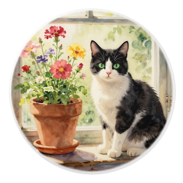 Katt- och blomtema knopp (Framsidan)