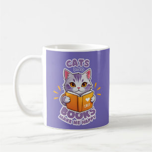 Katt och Bokar gör mig Lycklig Kaffemugg