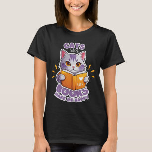 Katt och Bokar gör mig Lycklig T Shirt