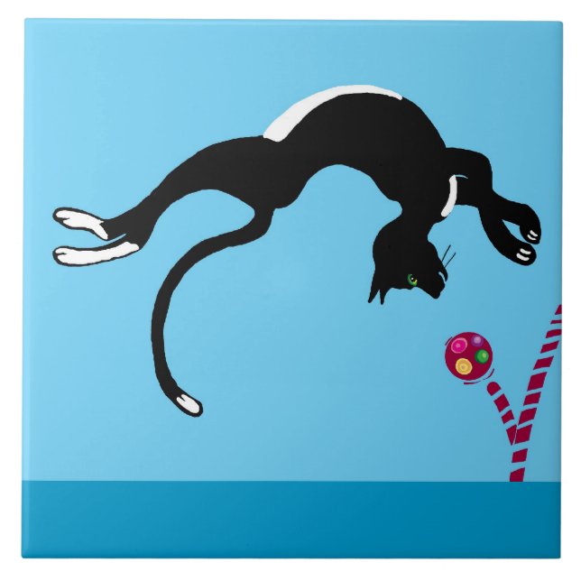Katt och boll kakelplatta (Framsidan)