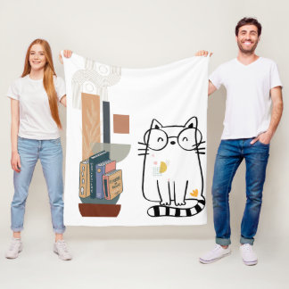 Katt- och bookshelf Fleece Blanket