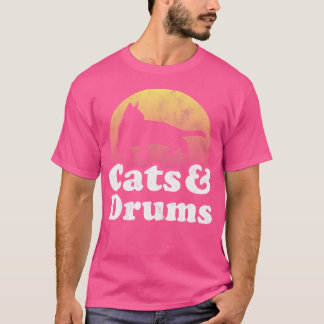Katt och Drums-Manar eller kvinnors katt och trumm T Shirt