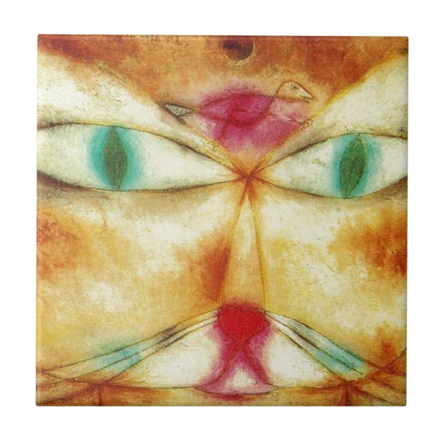 Katt och fågel av Paul Klee Kakelplatta (Framsidan)