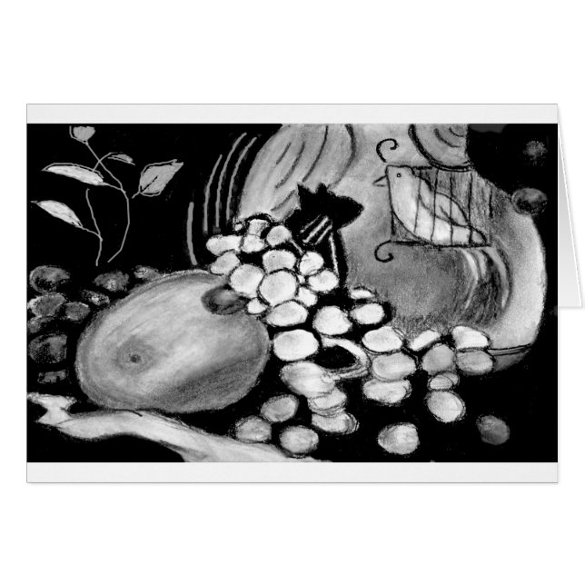 Katt- och fågelkol hälsningskort (Framsidan Horizontal)