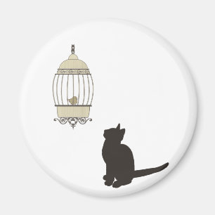 Katt och fåglar magnet