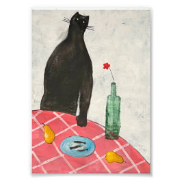 Katt och fisk fototryck