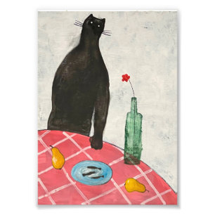 Katt och fisk fototryck