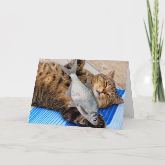 Katt och fisk från Fars dag Kort (Framsida)