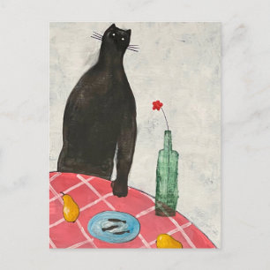 Katt och fisk vykort