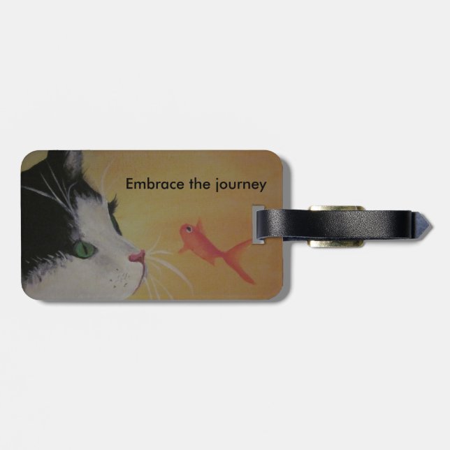 katt- och fiskbagagemärkre bagagebricka (Baksida Vågrät)