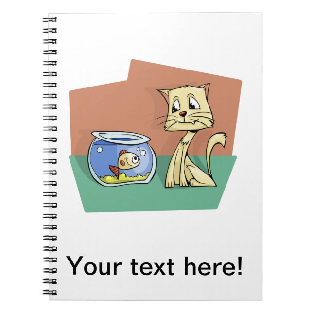 Katt- och fiskbunkeclipart anteckningsbok (Framsidan)
