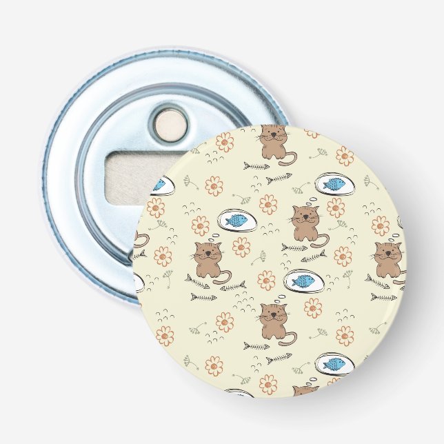 katt- och fiskmönster flasköppnare (Framsidan)