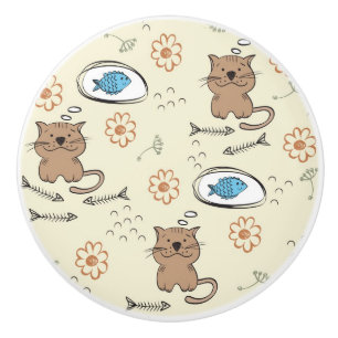 katt- och fiskmönster knopp