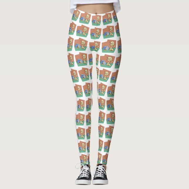 Katt- och fiskskålskläder leggings (Framsida)