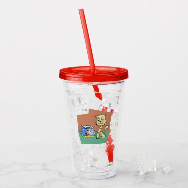 Katt- och fiskskålskläder take away mugg (Framsida Ice)
