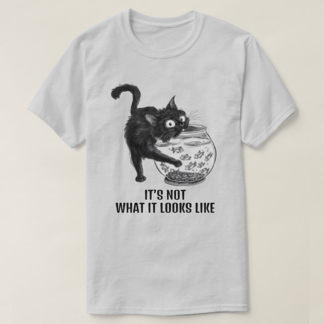 Katt- och fiskunisex t shirt (Design framsida)