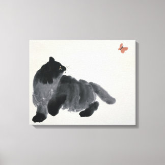Katt och fjäril canvastryck