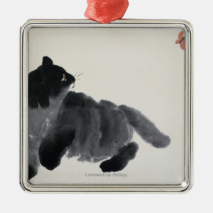 Katt och fjäril julgransprydnad metall