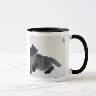 Katt och fjäril mugg