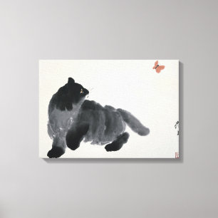 Katt- och fjärilskanfas canvastryck
