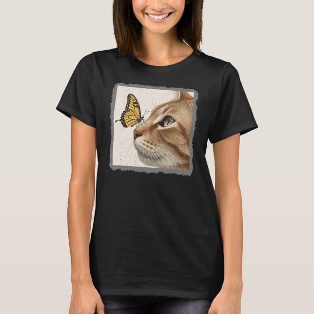 Katt- och fjärilskonst för Abstrakt T Shirt (Framsida)